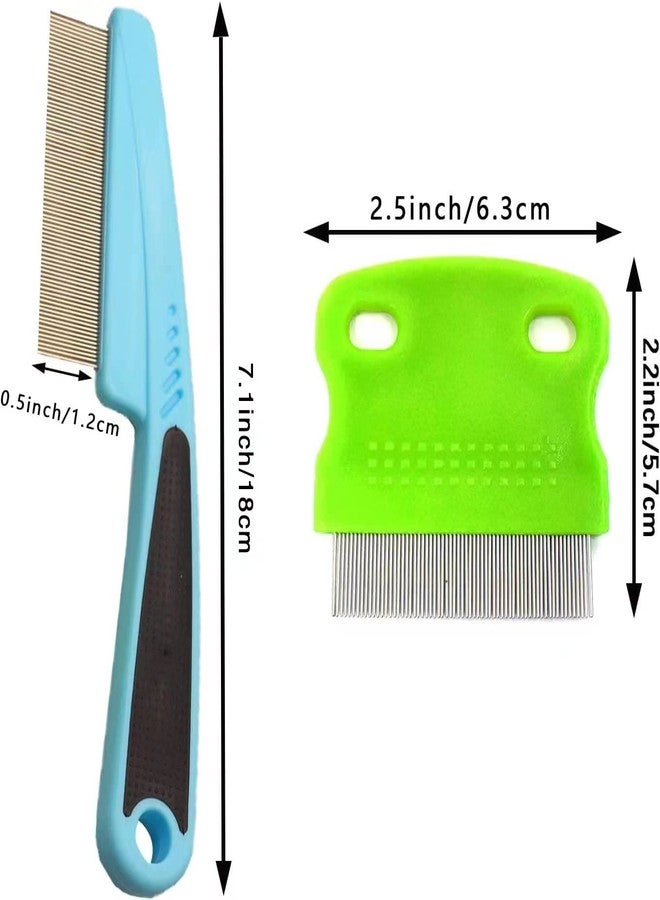 Arbootjin 2 Pcs Pet Grooming Combs - Flea and Lice Remover for Dogs, Cats, and Small Pets (Blue and Green) - Image 2